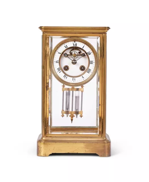 A Late 19Th Century French Gilt Brass Four Glass Mantel Clock By S. Marti & Cie