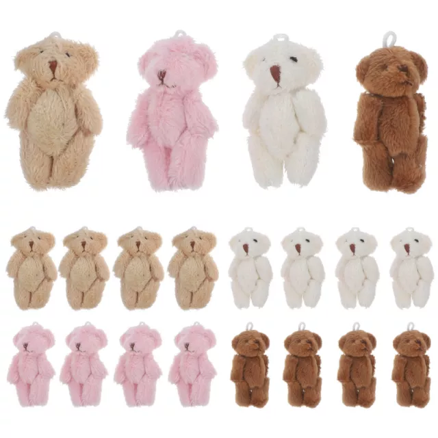 20 Pcs Mini Bears Crafts Miniature Figures Plush Toys Tiny Baby Shower Charm