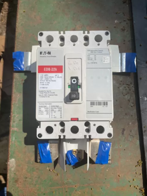Eaton Edb3110 Circuit Breaker 110A 240Vac 3-Pole