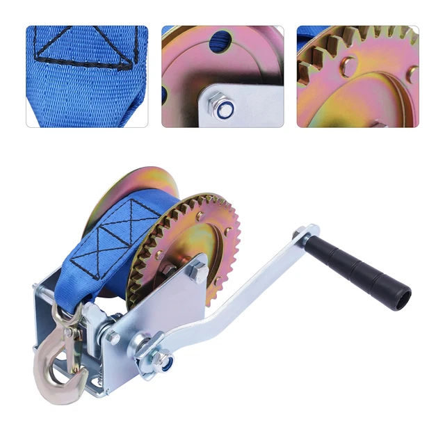 Profi Handseilwinde 10 M – 1588 Kg Zugkraft, Verzinkt, Mit Stahlseil & Haken – Für Auto, Anhänger & Wohnwagen