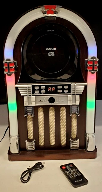 Craig CD Player Lighted Mini Juke Box & Remote Aux In Bluetooth FM RADIO CHT955 