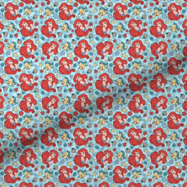 Hair Bow Printed Canvas Fabric For Making Bows The Little Mermaid A4 Sheet