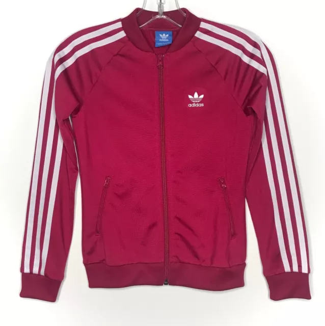Giacca da track Adidas Originals trifoil con cerniera intera rosa logo bianco taglia 9-10 Y piccola 2