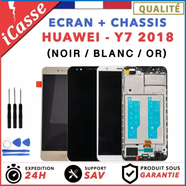 ECRAN COMPLET + CHASSIS pour HUAWEI Y7 2018 Y7 PRIME 2018 NOIR BLANC OR + OUTILS