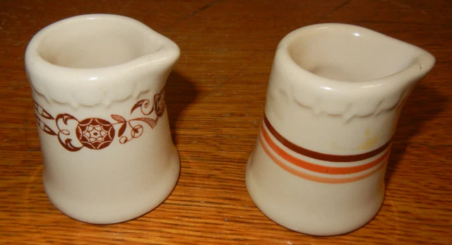 Lot of 2 Vintage Syracuse China Econo Rim Tan Individual Creamers