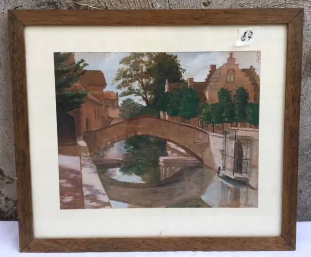 Acquerello Quadro Pont St. Boniface Firmato 1921 Dipinto Originale