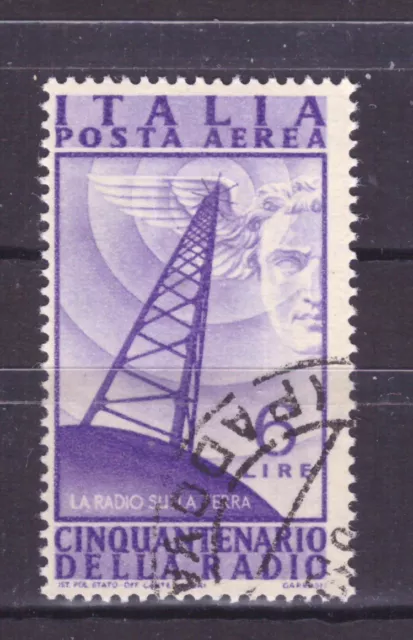 FRANCOBOLLI Italia Repubblica 1947 Posta Aerea Radio 6 Lire SAS136