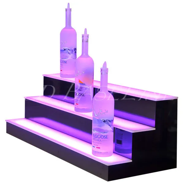36" LED LIGHTED BAR SHELVES, 3 Step, LED Liquor Bottle displ, Display Shelving