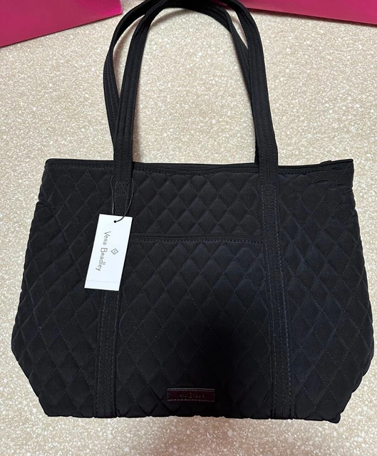 Vera Bradley Small Vera Tote Bag, Classic Black Microfiber, New with Tags