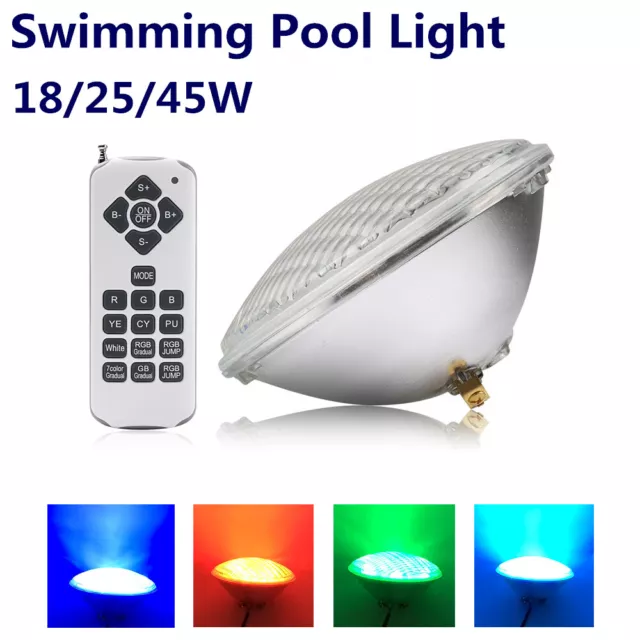 18/25/45W LED Swimming Pool Light RGB Model Underwater Spa Lamp W/Remote Control