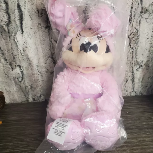 NWT Disney Parks Pink Minnie Mouse Easter Bunny 2022 Plush 15" Sealed - Cute