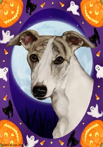 Halloween Garden Flag - Fawn Brindle Whippet 129191