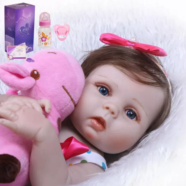 22" Reborn Baby Dolls Realistic Girl Doll Full Body Vinyl Silicone Newborn Gift