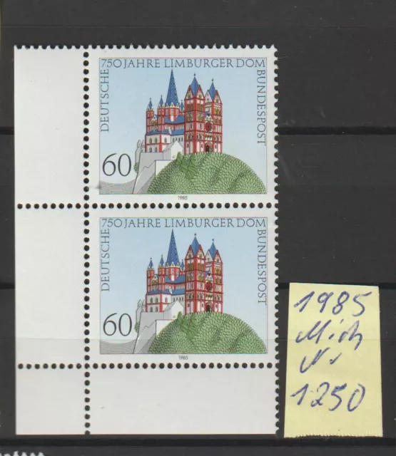 BRD:1985 Nr:1250 postfrisch. Paar mit Eckrand 3.  750 Jahre Limburger Dom