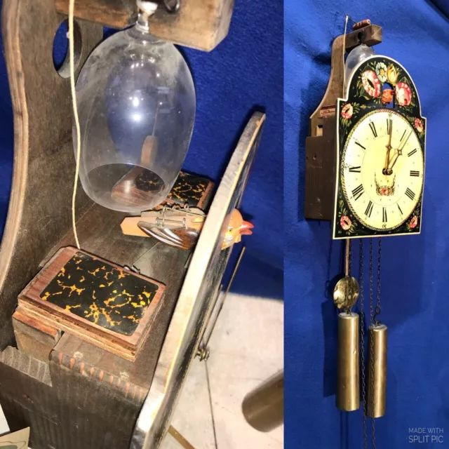 8 Days RARE VINTAGE GERMANY,REGULA,ROMBACH ,GLASS STRIKE CUCKOO CLOCK,2 WEIGHTS