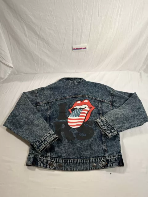 The Rolling Stones Denim Jacket Women's XS Blue Acid Wash Jean Denim Coat