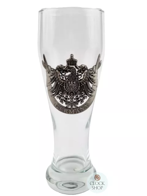 Metal German Crest Large Wheat Beer Glass 0.5L