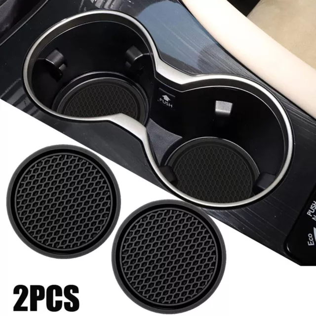 2x Universal Auto Car Cup Holder Anti-Slip Insert Coasters Pad Accessories Black