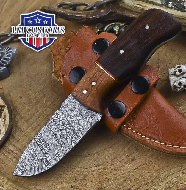 Custom Forged Skinner Knife Twist Damascus Walnut Wood Wooden Bolster Sports