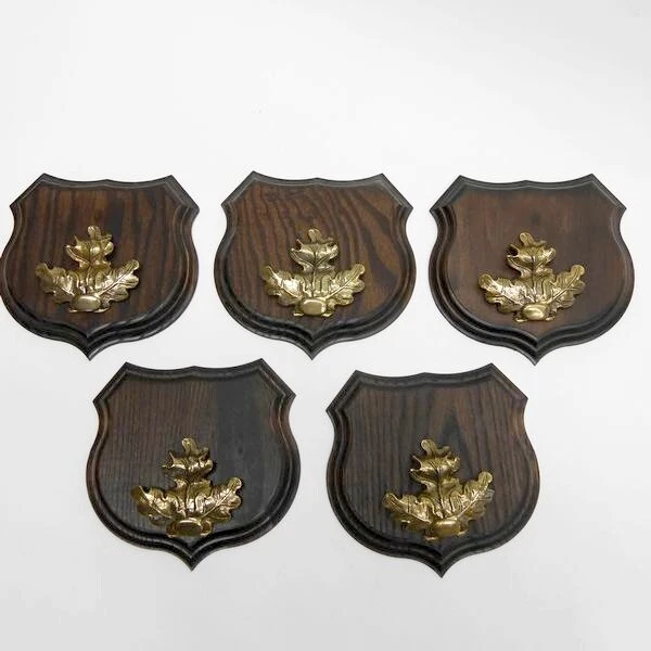5x Wappenschilder Jabalí Af 15cm Escudo de Trofeo Hoja de Roble Portada Grande 2