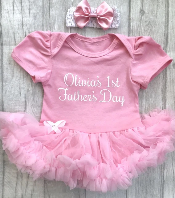 BAMBINA PERSONALIZZATA 1° FESTA DEL PAPÀ TUTU ROMPER Neonato Papà Regalo