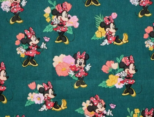 Fat Quarter Disney Minnie Mouse Cotton Fabric  Traditional Flowers  Springs  Fq