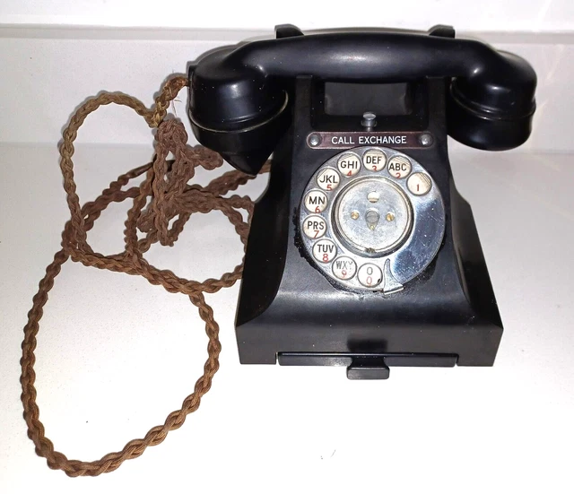 Vintage 1950's Black Bakelite 300 Series Vintage Exchange Desk Telephone 312L