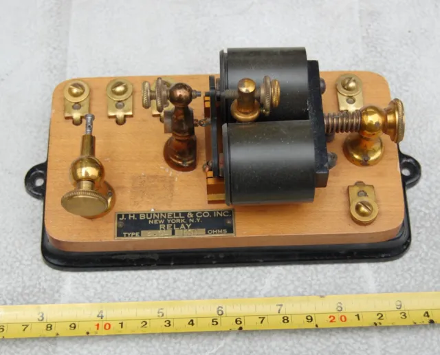 Antique J H Bunnell Telegraph Relay. Early Electrical Part, Type 2.11, 150 ohm