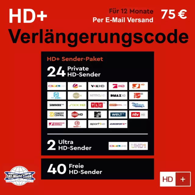 HD+ Verlängerung 12 Monate für alle HD Plus Karten HD02/03/04/05 geeignet