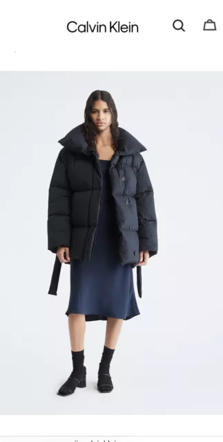 NWT Calvin Klein Wrap Puffer Coat Navy Style 14800612 Size XL Sold Out Online!