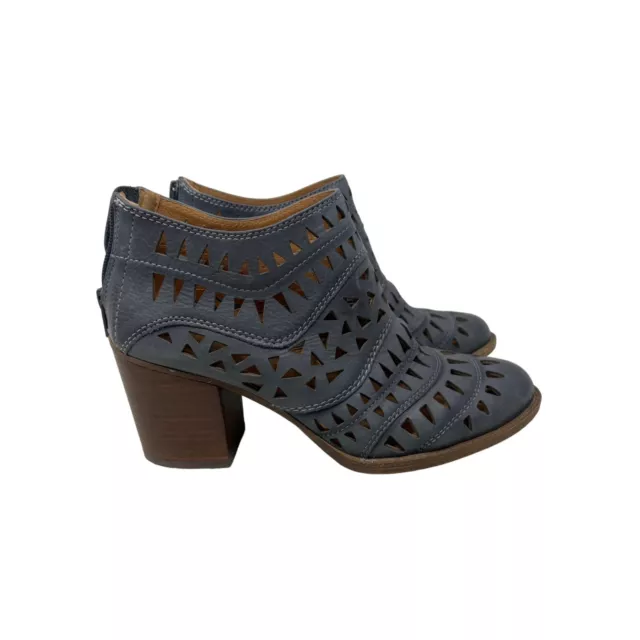 Sofft Westwood Laser Cut Ankle Bootie Womens 8.5 Blue Leather Boho Perforated