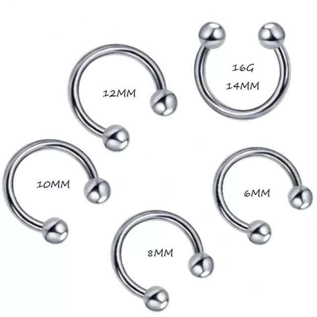 10X Horseshoe Piercing Barbell Ring Surgical Steel Tragus Nose Septum Ear Nipple 2