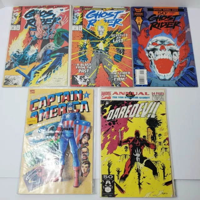 Marvel Comic Book Lot of 5 - Ghost Rider / Captain America / Daredevil