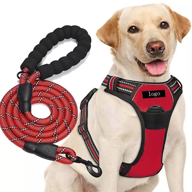 Dog Harness & Training Leash No Pull Control Adjustable Large Handle Heavy Duty 2
