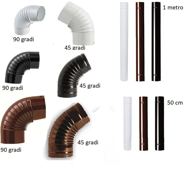 Tubo Per Stufa In Acciaio Inox A 90° | Gomito Per Canna Fumaria Da 50x6 Cm | Per Interni Ed Esterni, Campeggio E Stufe A Legna - 2