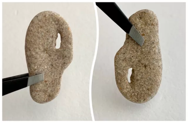 d or p shaped Natural Holey Beach Rock Hag Stone Fairy Wish Magic Initial Letter