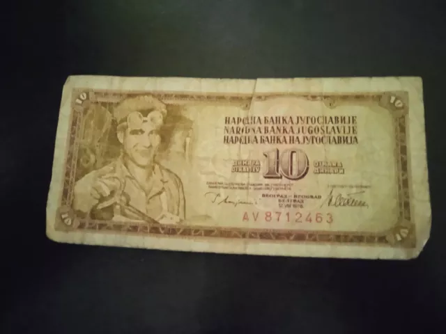 Billet De Banque / Collection/ Yougoslavie 10 Dinara Type 1978.