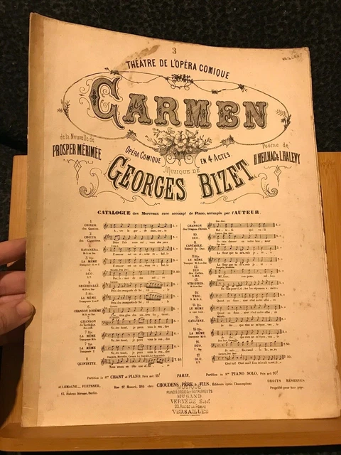 Bizet Carmen Numéro séparé n°3 air de Carmen partition chant piano éd. Choudens