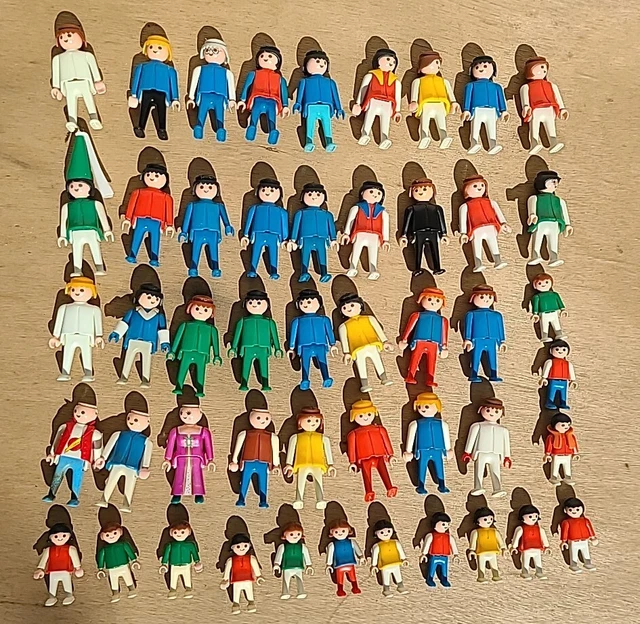 Lot De 58 Figurines Playmobil Et Geobra Des Années 90 - Occasion