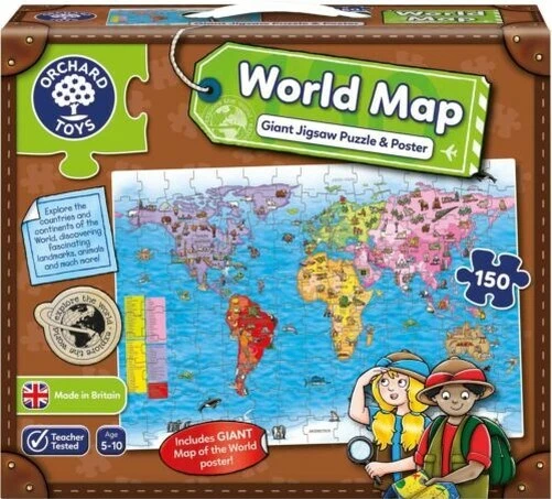 ORCHARD TOYS CARTE Du Monde Puzzle & Affiche Enfant Éducatif Jeu 3yrs ...