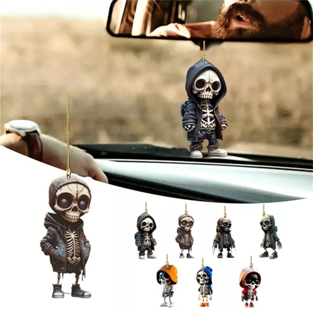 Mini Coole Skelett-Figuren, Halloween-Skelett-, Kunstharz-Ornament für Auto 2023