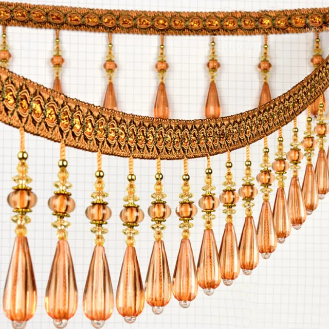 1M Crystal Beaded Fringe Upholstery Curtain Sewing Tassel Trim Decorative Ribbon