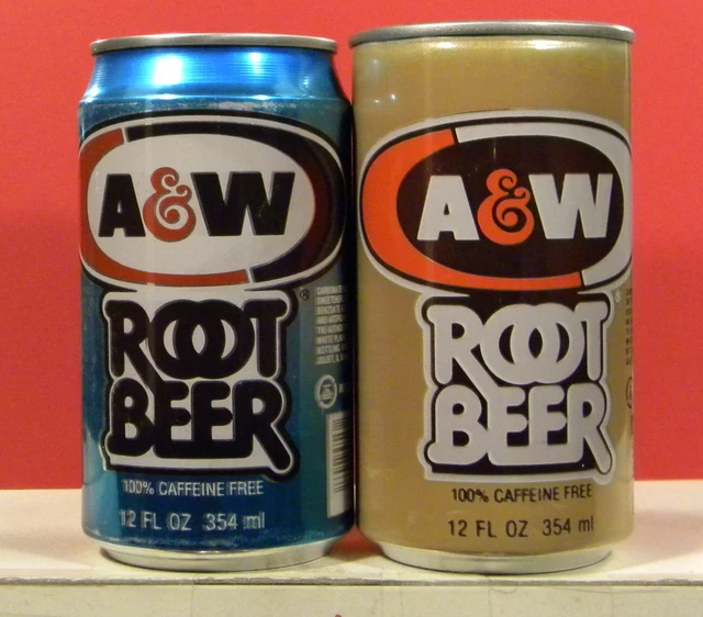 Lot of 2 Different A & W Root Beer Soda Pop Can S47