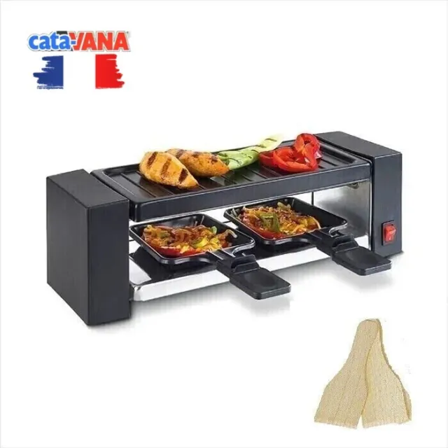 Appareil Raclette 2 personnes et Grill + Poêlons et Spatules