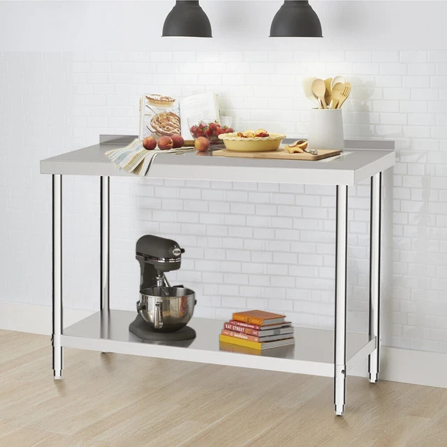 90CM COMMERCIAL KITCHEN Worktop Table Stainless Steel Work Bench with ...