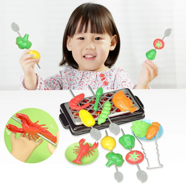 Children's Barbecue Toy Set Play House Baby Kitchen BBQ Mini Grill Rack