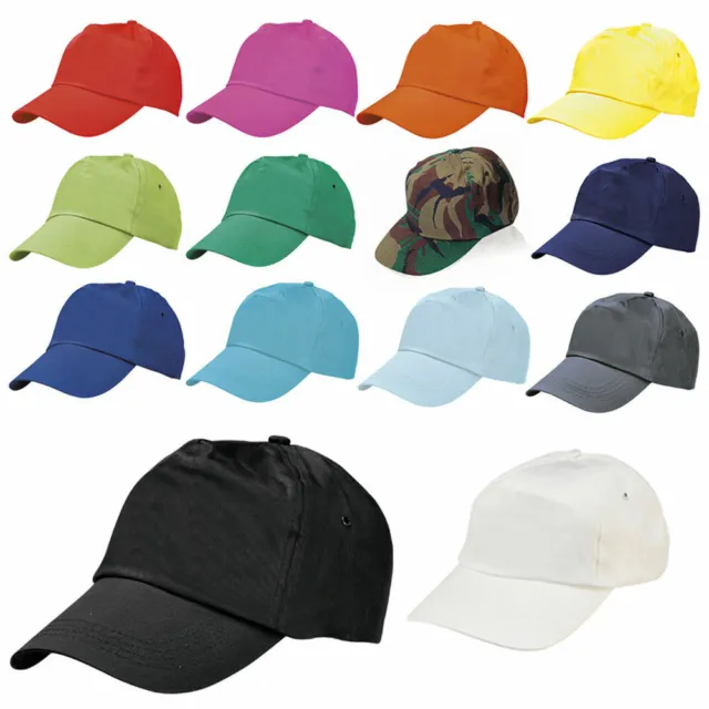 Mens Womens Plain Cotton Baseball Cap Adjustable Peak Sport Summer Printing Caps