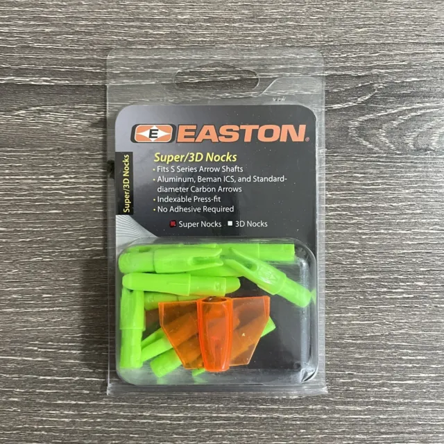 Easton Super 3D Nocks 12 PK - Green Neon S Series No Adhesive Tool Nwt 191641
