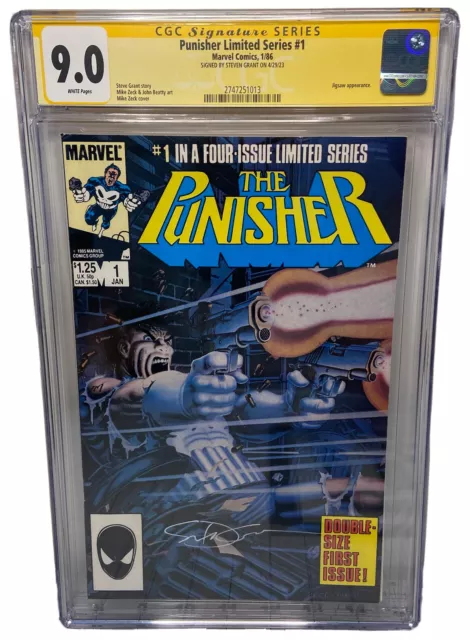 The Punisher #1 Key Mike Zeck Cvr CGC SS 9.0 VF/NM White Pages Steven Grant Sig!