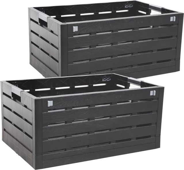 2er Set,Klappbox Faltbox mit Holzdekor, ca. 60 Liter / 60 x 40 x 28 cm,